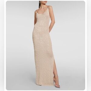 Aya Muse Vatia Sequin Knit Gown w/ Chain Straps. NWT. Never Worn.